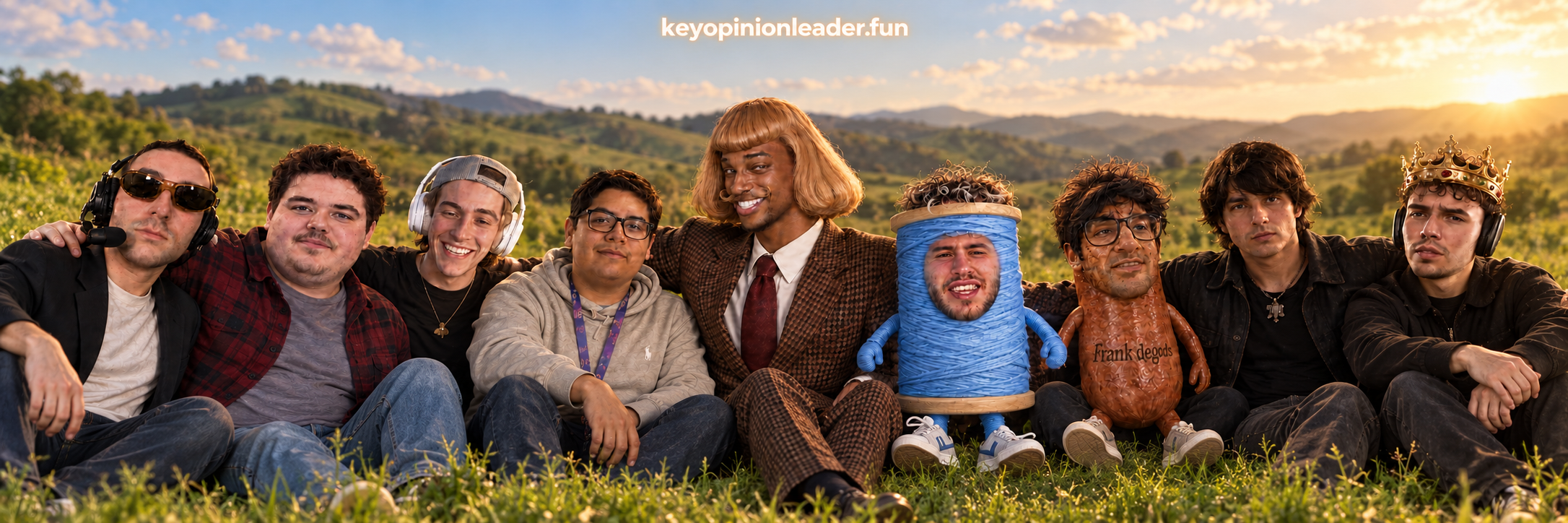 Key Opinion Leader cast seated together in a sunlit countryside